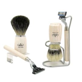 Omega Set Pennello Barba Setola + Rasoio 3 Lame – Confezione Regalo